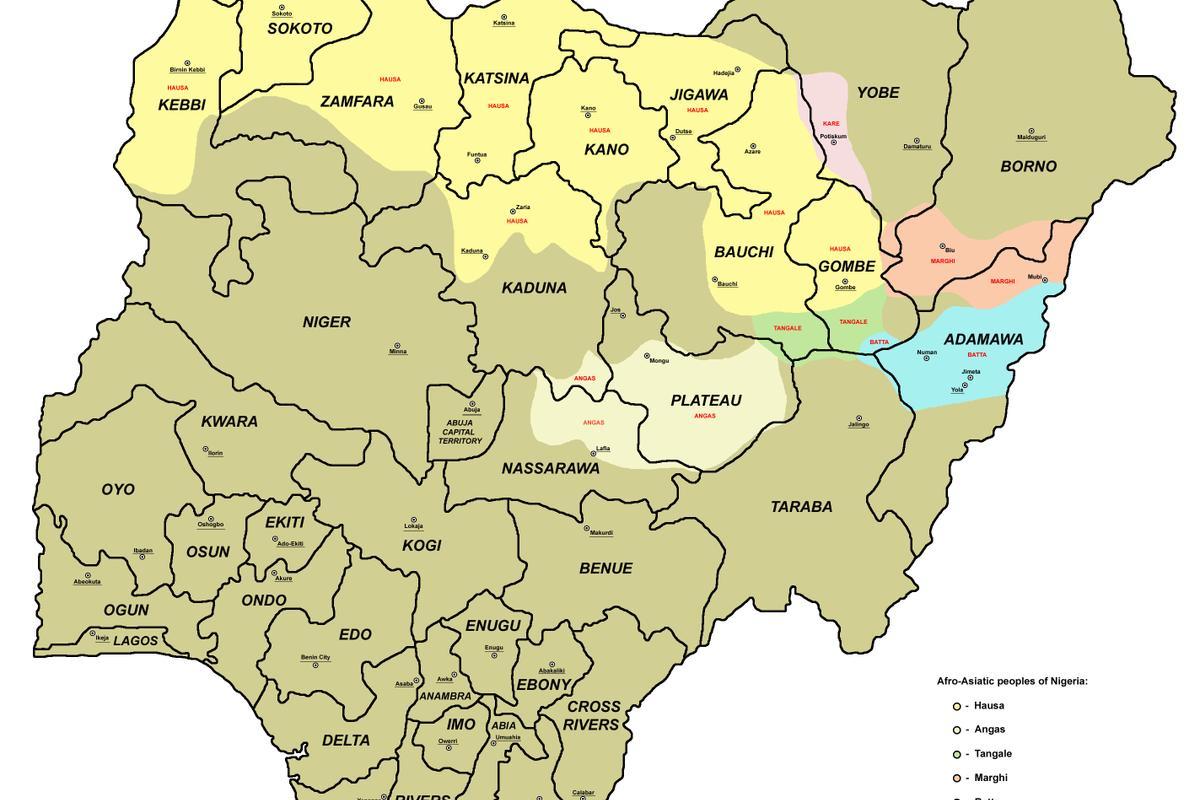 karta Nigeriji od 36 država