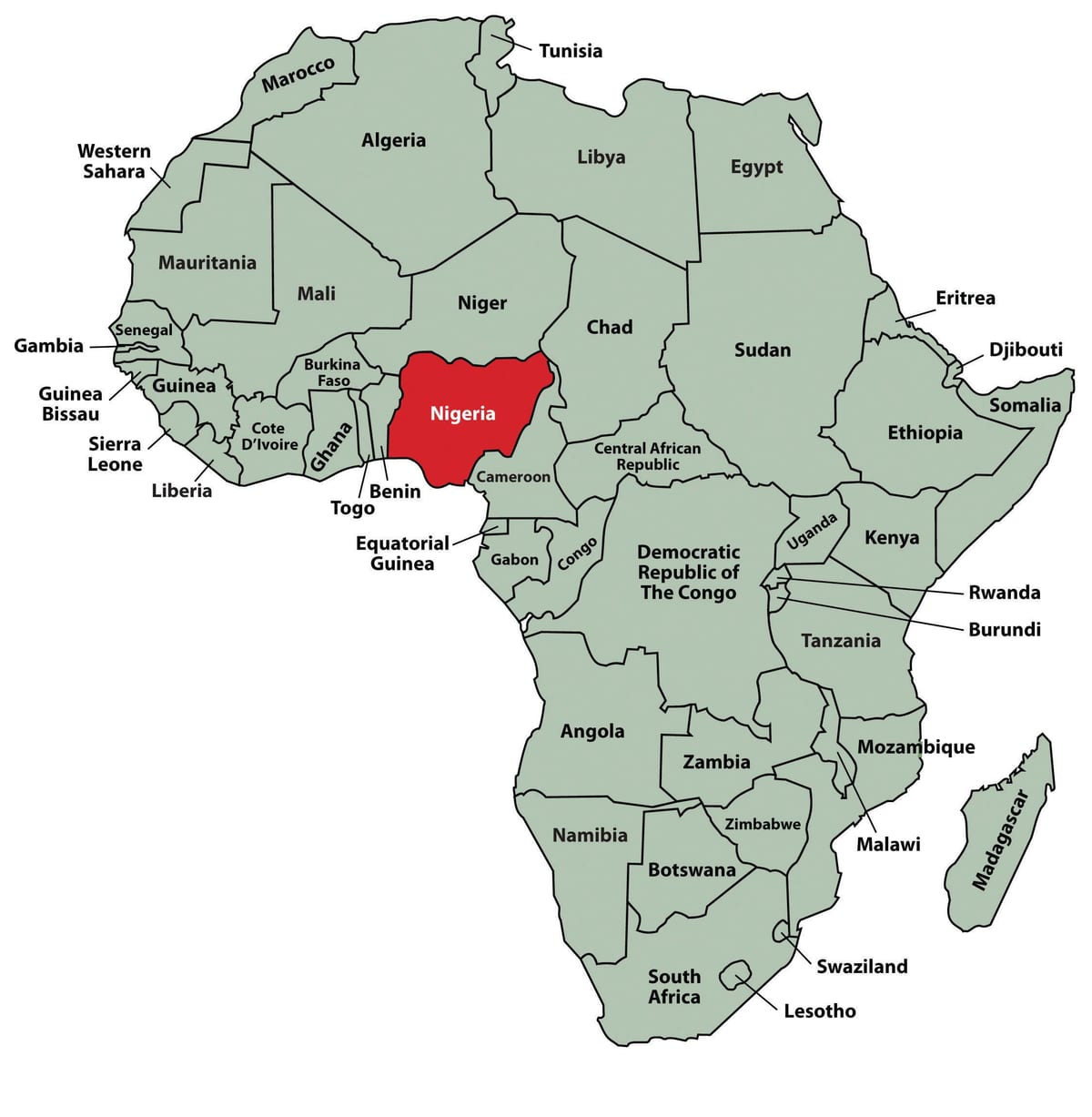 Karta lokacije Nigerije u Africi