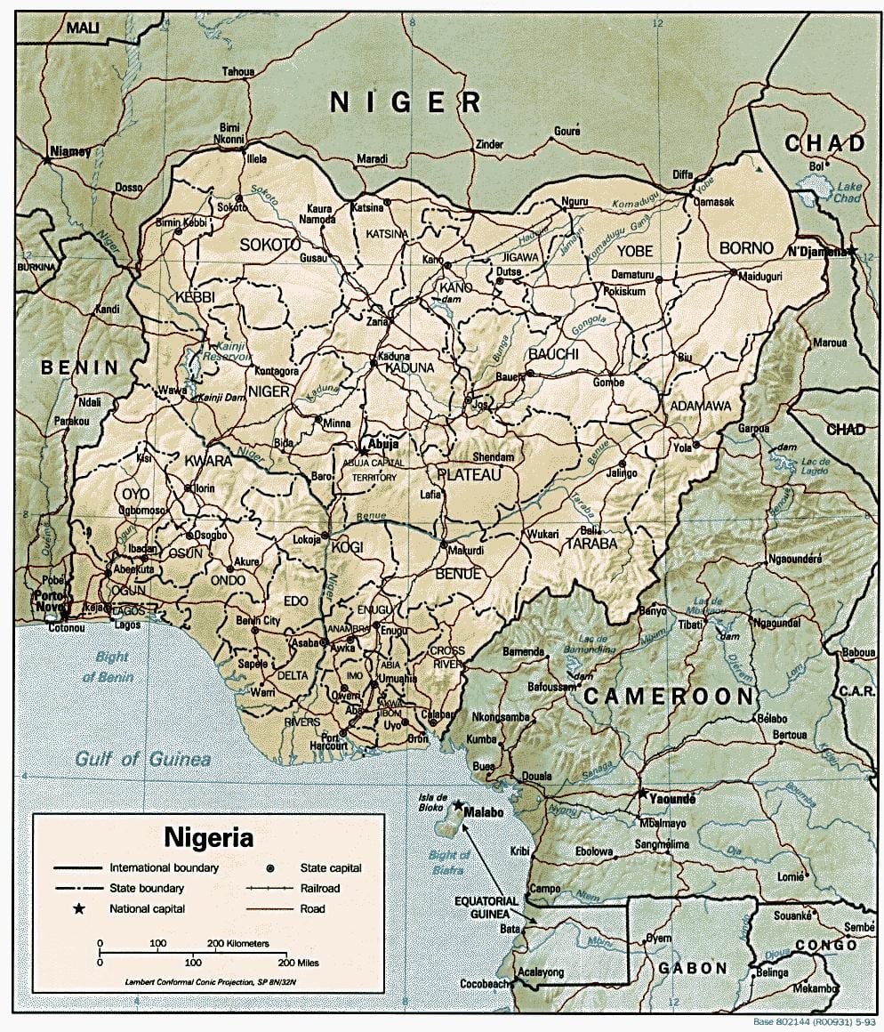 geografska karta Nigeriji