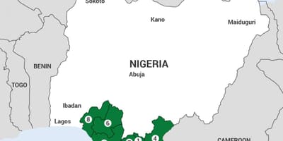 Karta delte rijeke Niger u Nigeriji karti