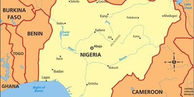 Karta Nigeriji, sa naznakom rijeke Niger i бенуэ
