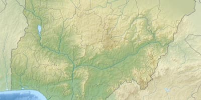 Karta Nigeriji ukazuje reljef