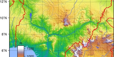 Karta Nigeriji topografski